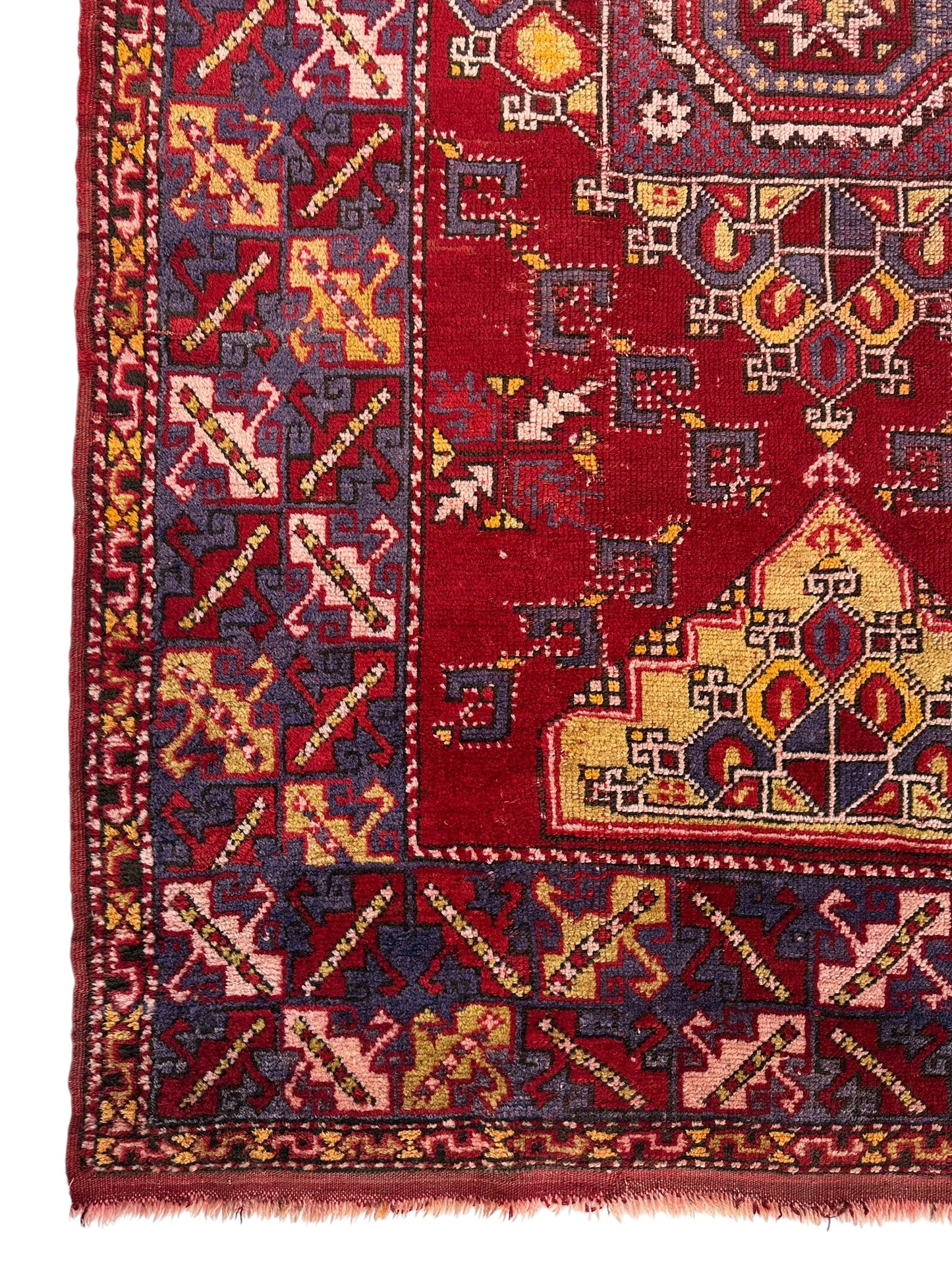 Dezgiri Anatolian Tribal Wool Rug – 5’x8’– Hand-Knotted Red Medallion Rug with Geometric Motifs - Tampa Home & Garden Store