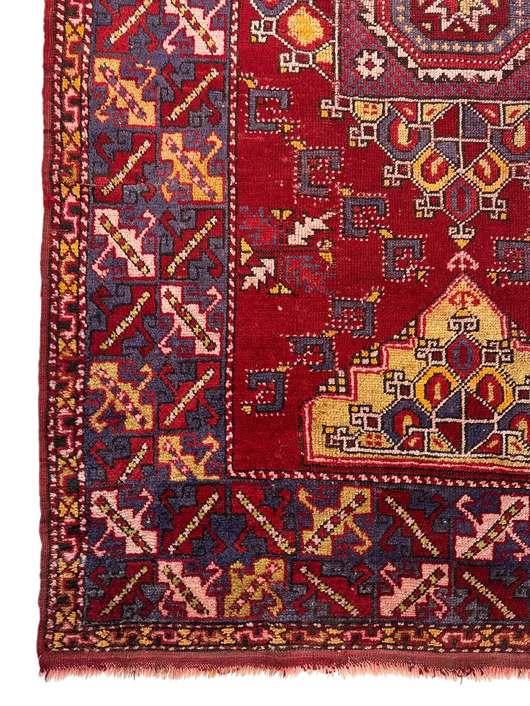 Dezgiri Anatolian Tribal Wool Rug – 5’x8’– Hand-Knotted Red Medallion Rug with Geometric Motifs - Tampa Home & Garden Store