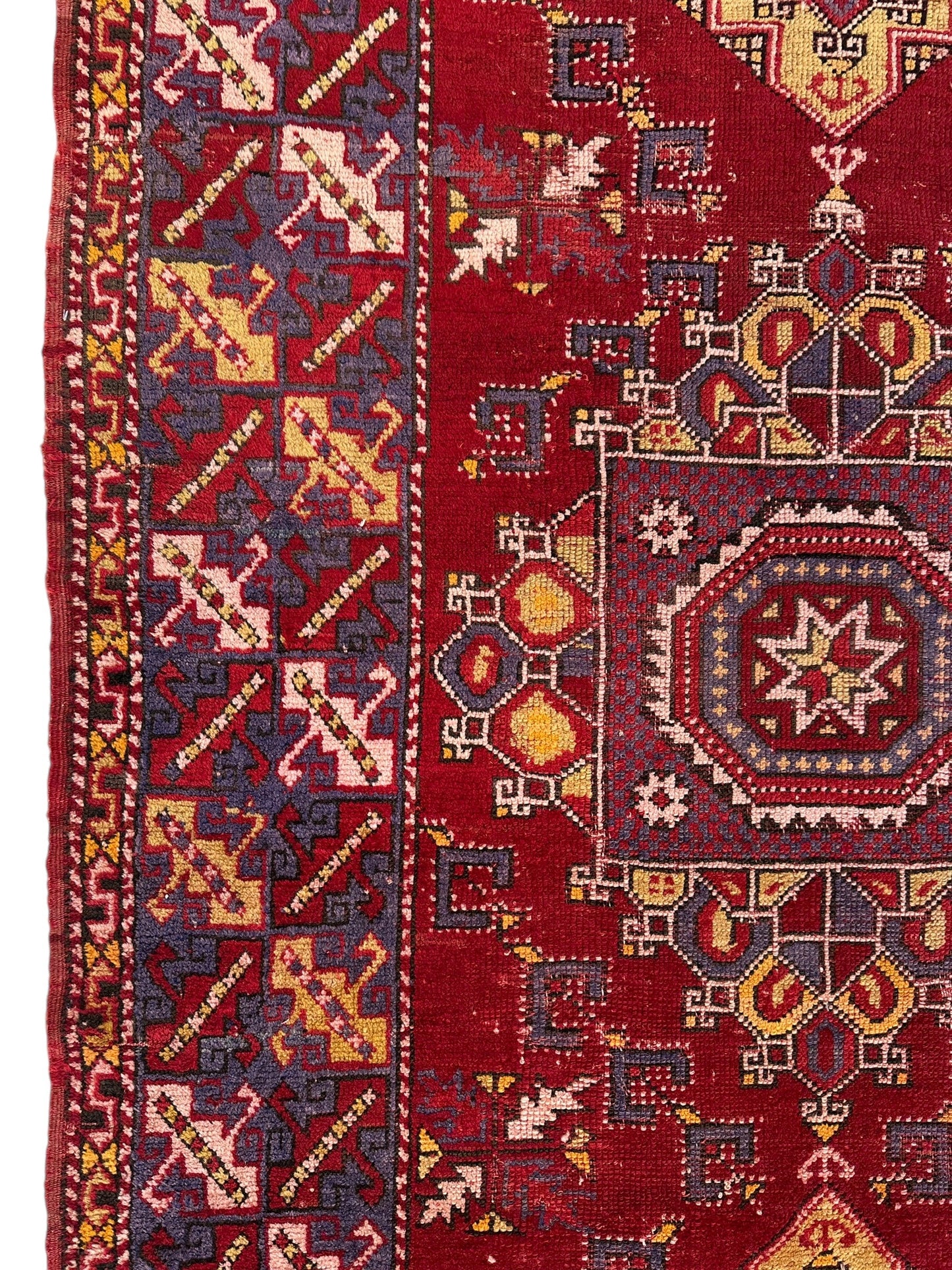 Dezgiri Anatolian Tribal Wool Rug – 5’x8’– Hand-Knotted Red Medallion Rug with Geometric Motifs - Tampa Home & Garden Store