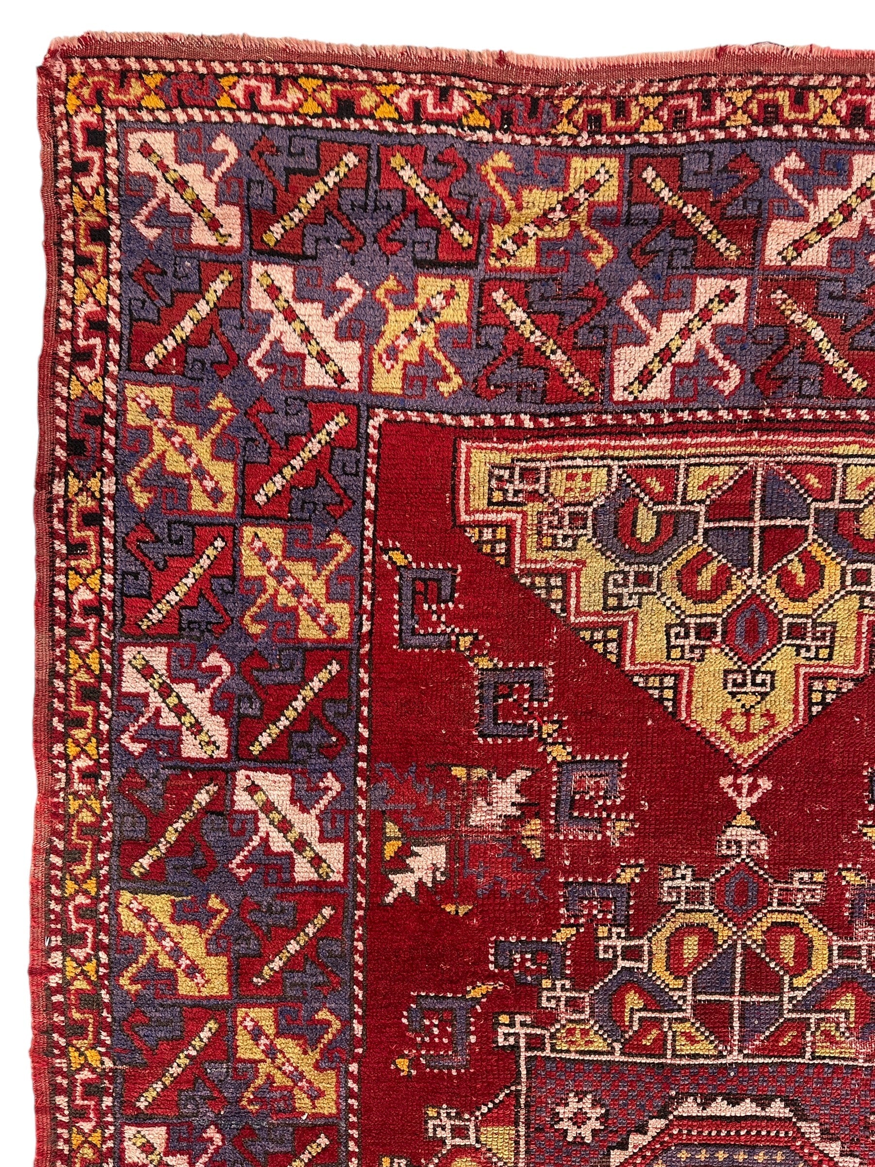 Dezgiri Anatolian Tribal Wool Rug – 5’x8’– Hand-Knotted Red Medallion Rug with Geometric Motifs - Tampa Home & Garden Store