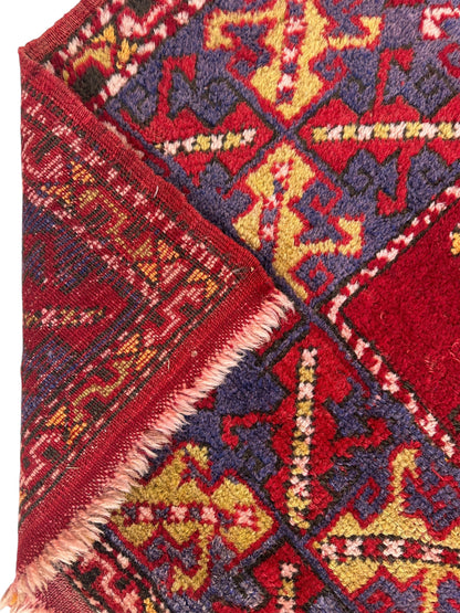 Dezgiri Anatolian Tribal Wool Rug – 5’x8’– Hand-Knotted Red Medallion Rug with Geometric Motifs - Tampa Home & Garden Store