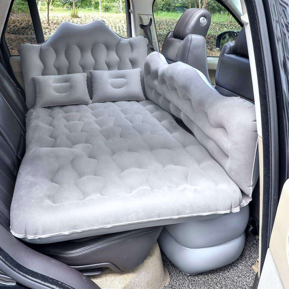 Backseat air mattress by Dikasun Outdoor, grey thick SUV bed with headboard, 30.31'' width on Tampa Home & Garden Store
