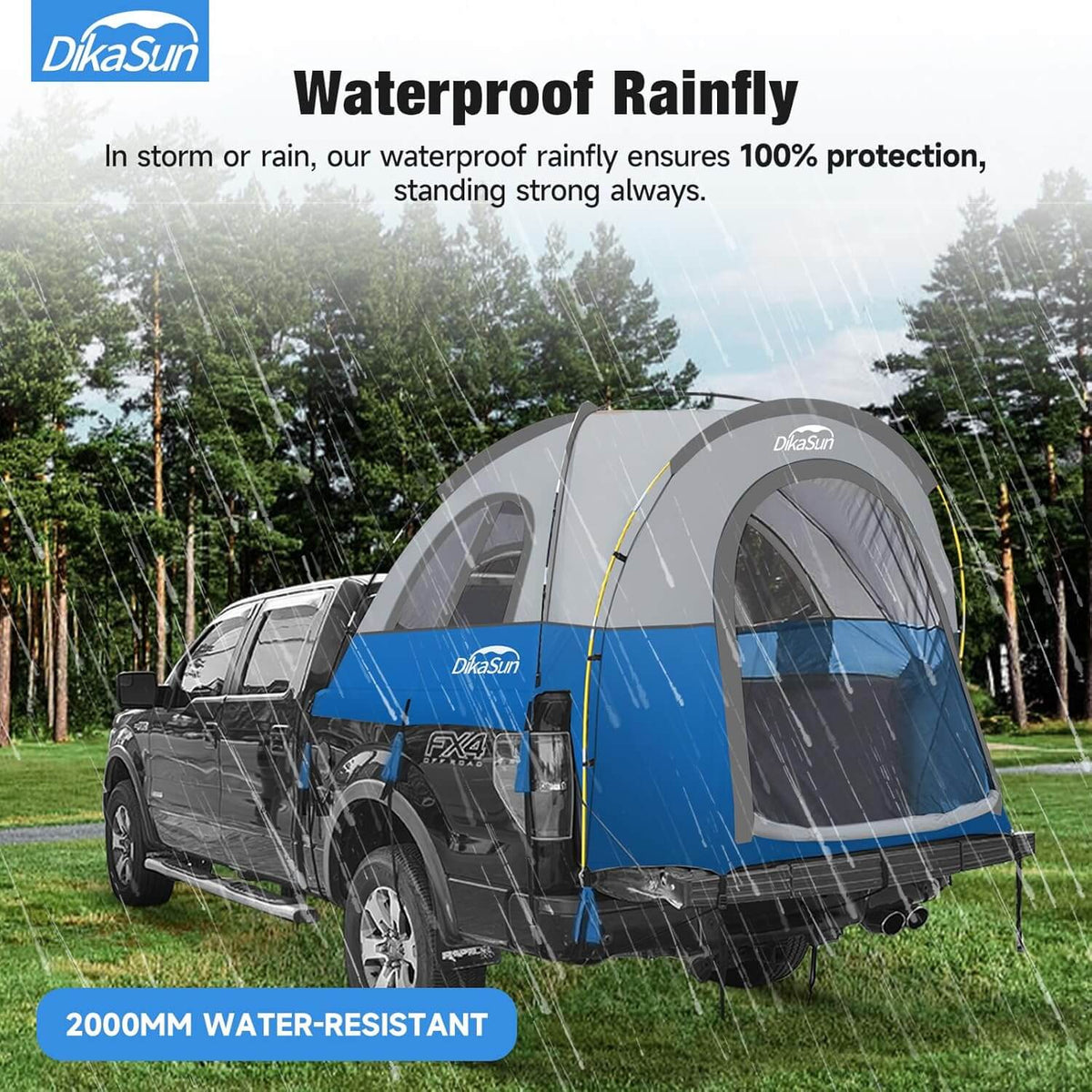 Blue Dikasun Outdoor pickup truck bed tent, 5.5-6.7ft, portable waterproof shelter on Tampa Home & Garden Store