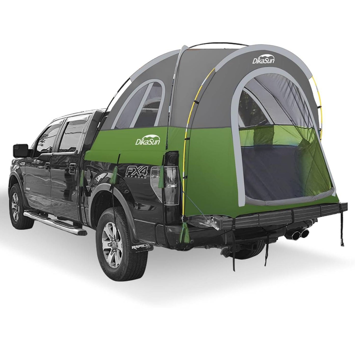 5.5-6.7ft green and gray Dikasun Outdoor portable pickup truck bed tent mounted on a pickup on Tampa Home & Garden Store
