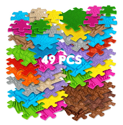 Diamond Kids Puzzle Set play mats interlocking sensory tiles by TINNITOTS; 49 colorful pieces on Tampa Home & Garden Store