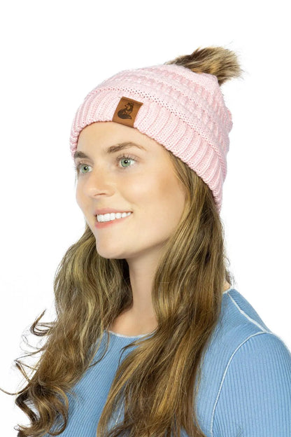 Dianthus Pink Ribbed Beanie with Pom - Tampa Home & Garden Store