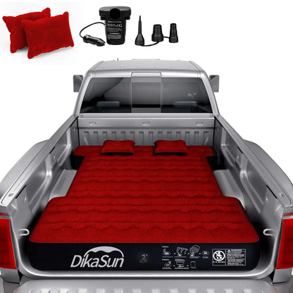 Dikasun Outdoor red truck bed air mattress, full-size 5.5–6.5 ft with pump kit and pillows on Tampa Home & Garden Store
