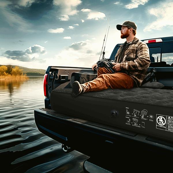 Dikasun Outdoor truck bed air mattress mid-size 6–6.5 ft black on pickup bed on Tampa Home & Garden Store