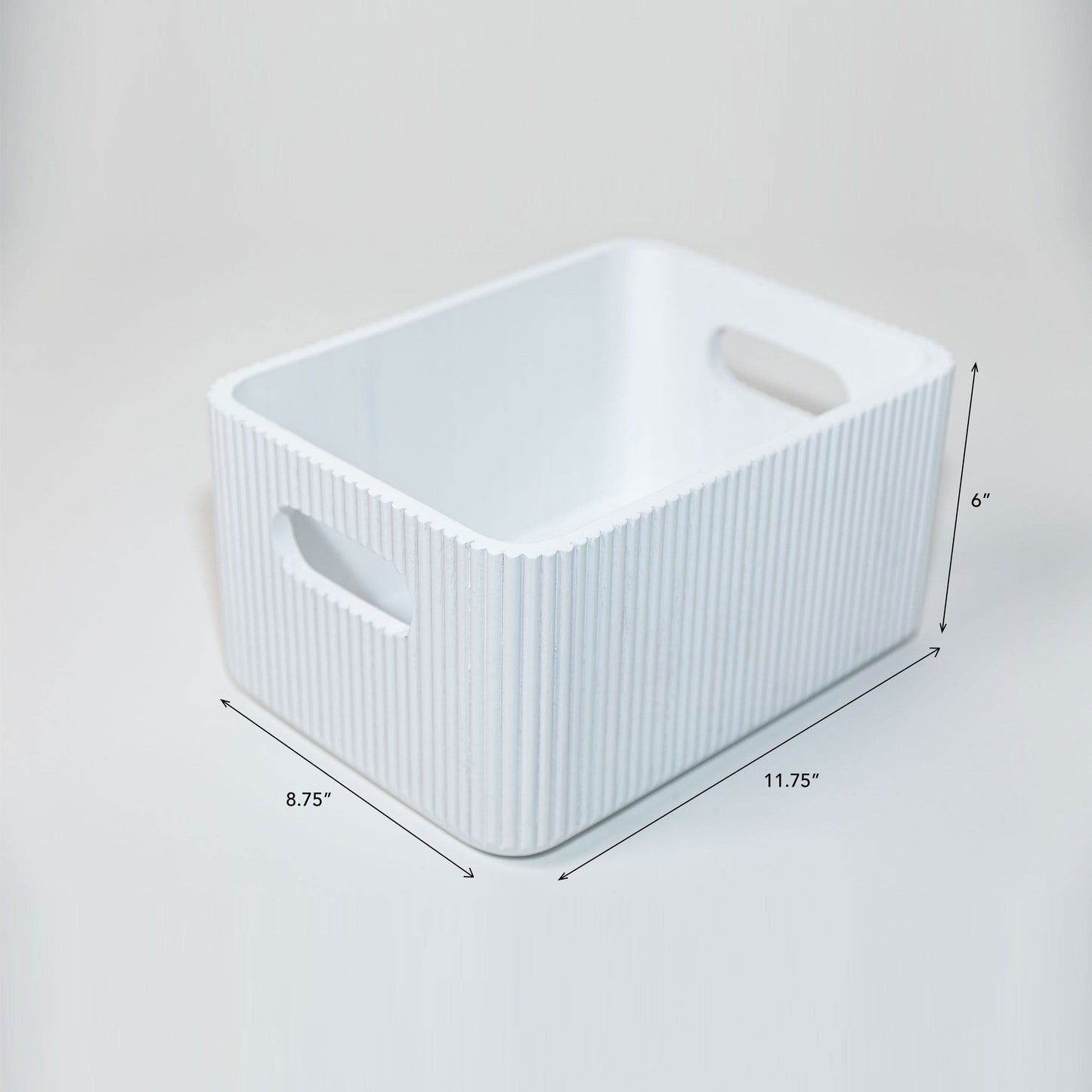 Wooden Ribbed Bins – White