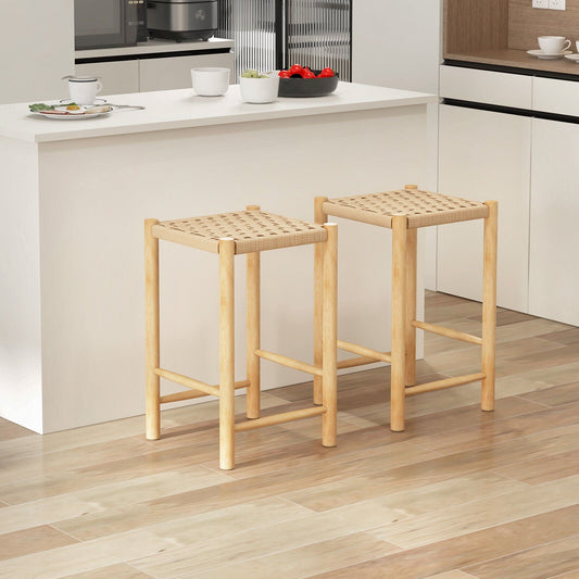 26 Inch Dining Bar Stool Set of 2-Natural - Tampa Home & Garden Store