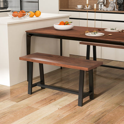 40 Inch dining bench with wood top and black metal frame in farmhouse style on Tampa Home & Garden Store