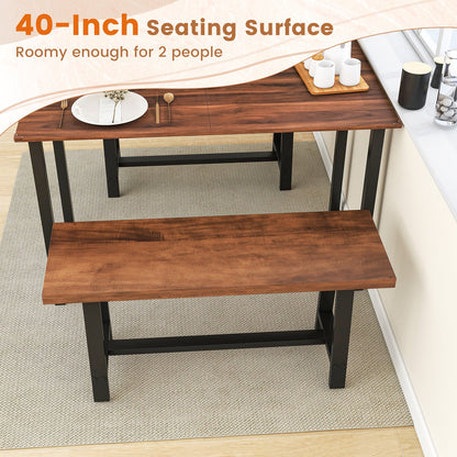 40-Inch dining bench with wood top and black metal frame, farmhouse entryway shoe bench set of 2 on Tampa Home & Garden Store