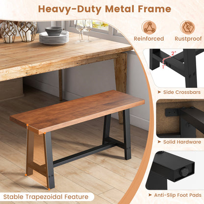 40 Inch dining bench with metal frame, light wood top, farmhouse style, 2-person DirectDeals on Tampa Home & Garden Store