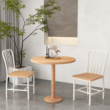 Juego de 2 sillas de comedor sin brazos con respaldo de huso y asiento ergonómico - Blanco