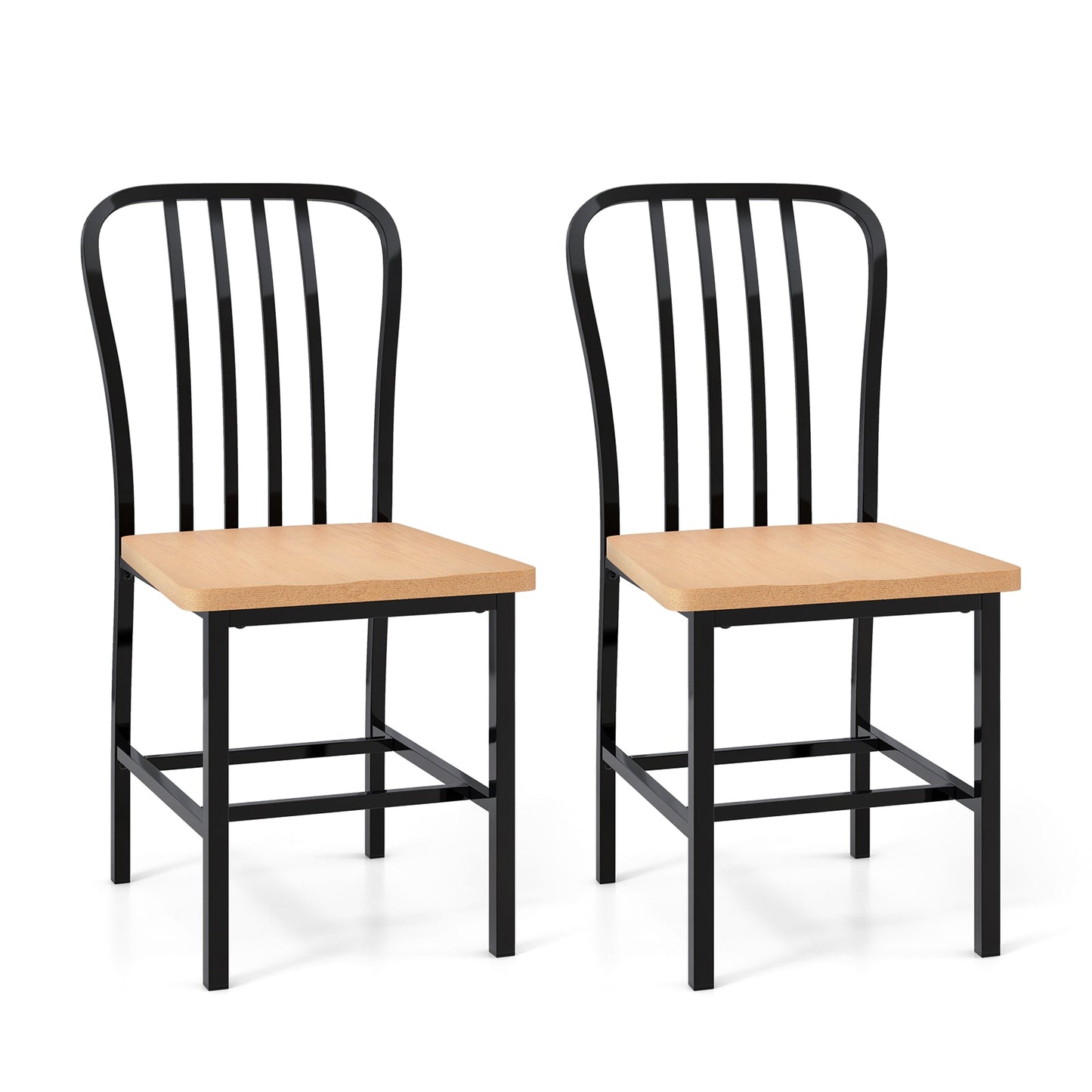 Juego de 2 sillas de comedor sin brazos con respaldo de huso y asiento ergonómico - Blanco