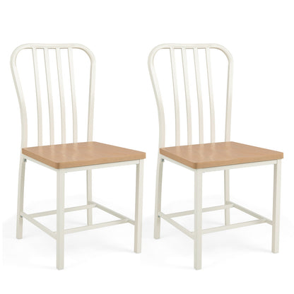 Juego de 2 sillas de comedor sin brazos con respaldo de huso y asiento ergonómico - Blanco