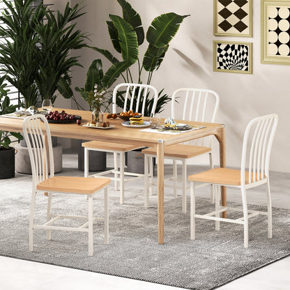 Juego de 2 sillas de comedor sin brazos con respaldo de huso y asiento ergonómico - Blanco