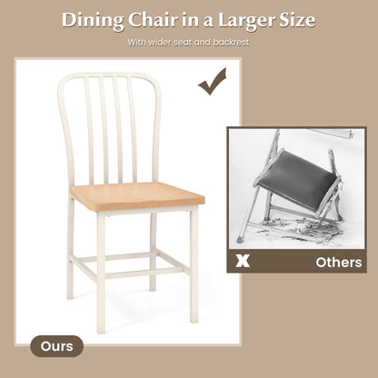 Juego de 2 sillas de comedor sin brazos con respaldo de huso y asiento ergonómico - Blanco
