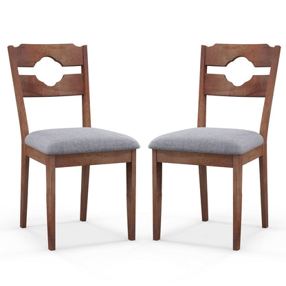 Dining Chair Set of 2 Fabric Upholstered Kitchen Chairs with Padded Seat and High Back-Gray