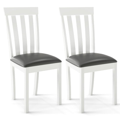 Dining Chair Set of 2 Upholstered Wooden Kitchen Chairs with Padded Seat and Rubber Wood Frame-Espresso