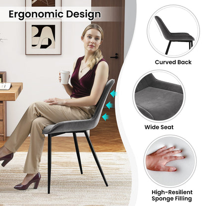 Dining Chair Set of 4 Faux Leather Upholstered Kitchen Chairs with Metal Legs