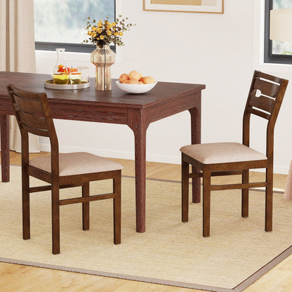 Dining Chair Set of 2/4 with Rubber Wood Frame and Padded Seat