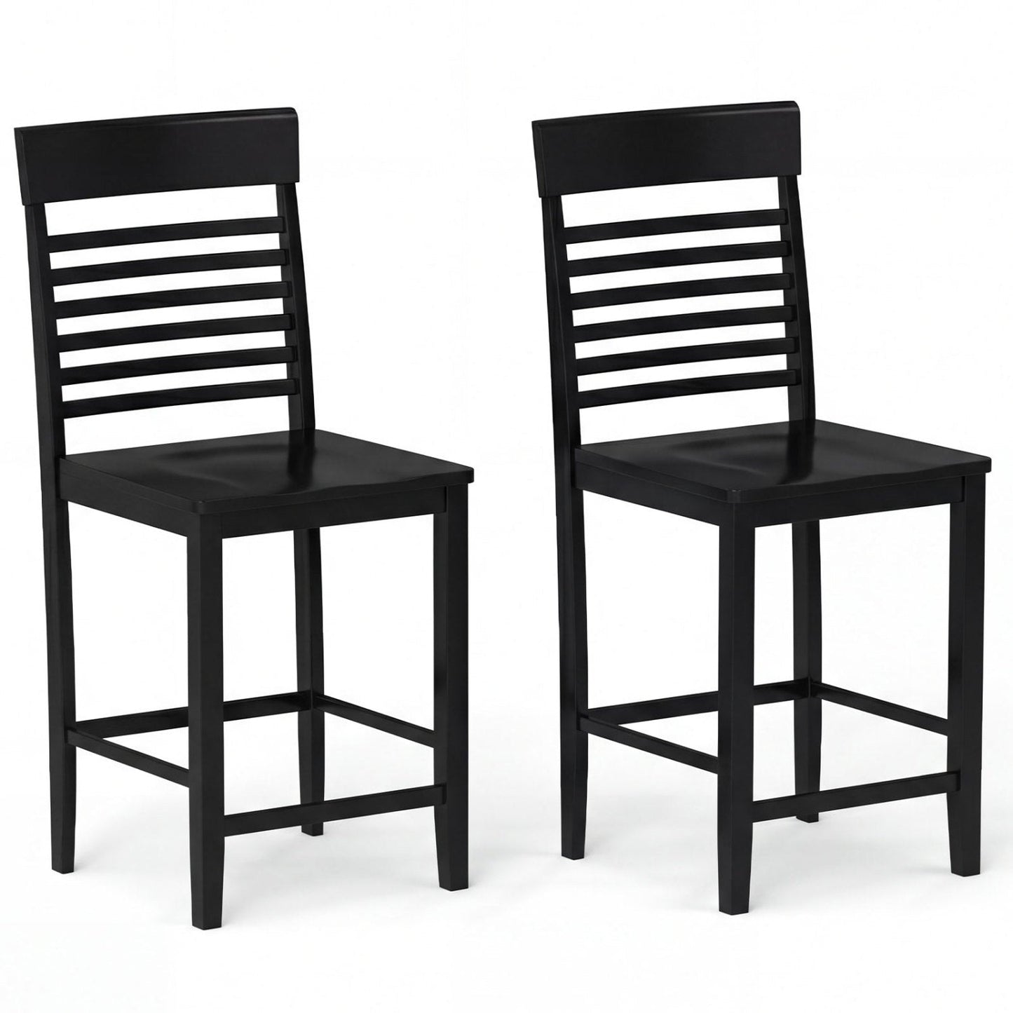 Juego de 2 sillas de comedor con reposapiés y estructura de madera maciza - Gris