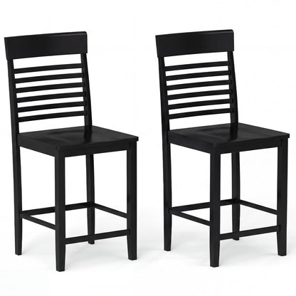 Juego de 2 sillas de comedor con reposapiés y estructura de madera maciza - Gris