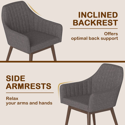 Dining Chairs Set of 2 Upholstered Accent Chairs with Comfy Padded Backrest and Seat