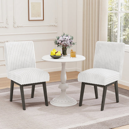 Dining Chairs Set of 4 Fabric Upholstered Kitchen Chairs with Padded Seat and Rubber Wood Legs-White+Gray