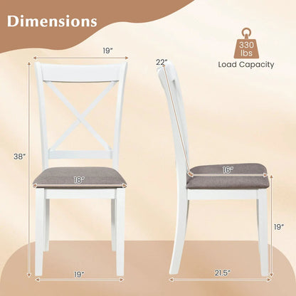 Dining Chairs Set of 2 Rubber Wood and Backrest
