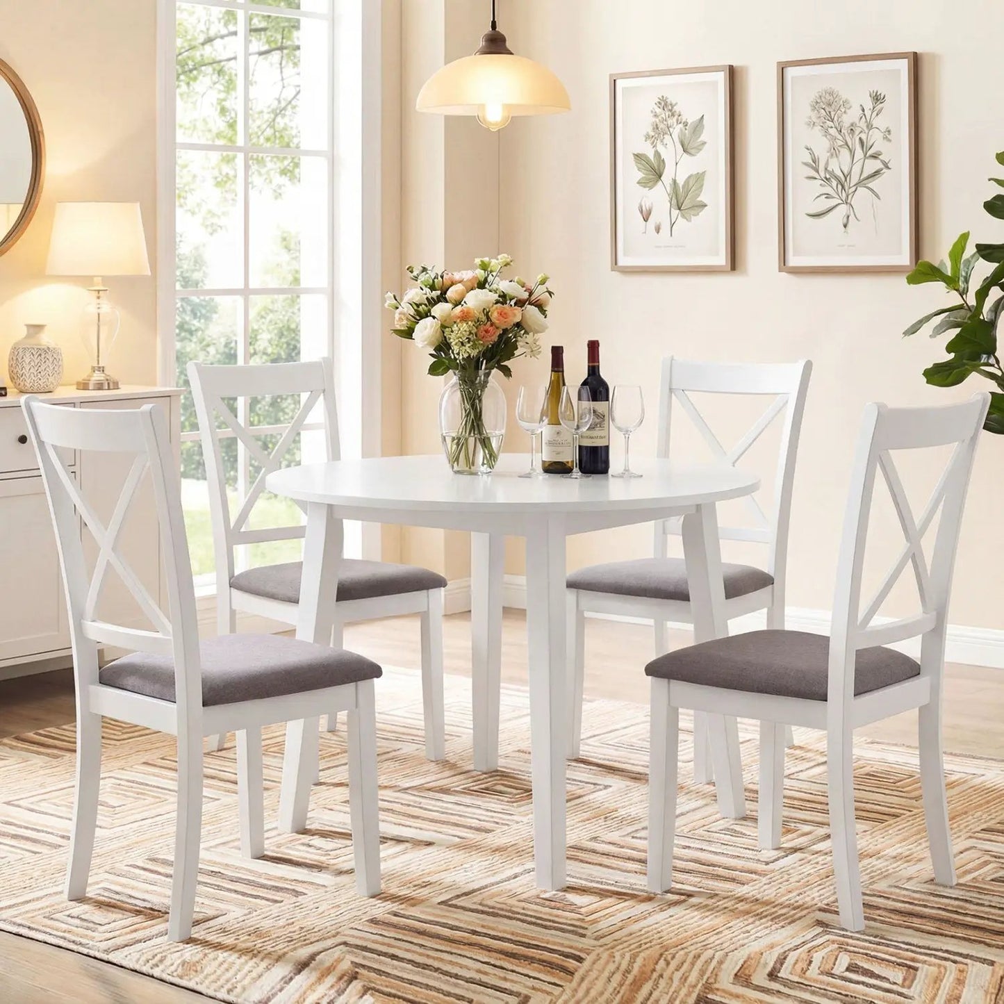 Dining Chairs Set of 2 Rubber Wood and Backrest