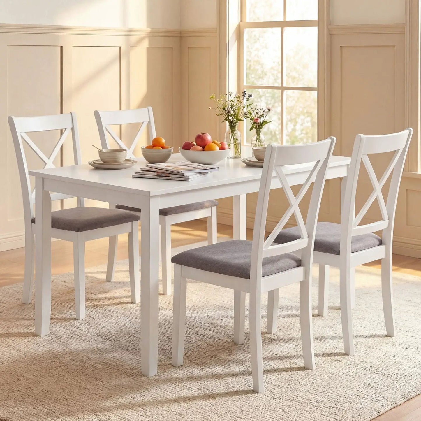 Dining Chairs Set of 2 Rubber Wood and Backrest