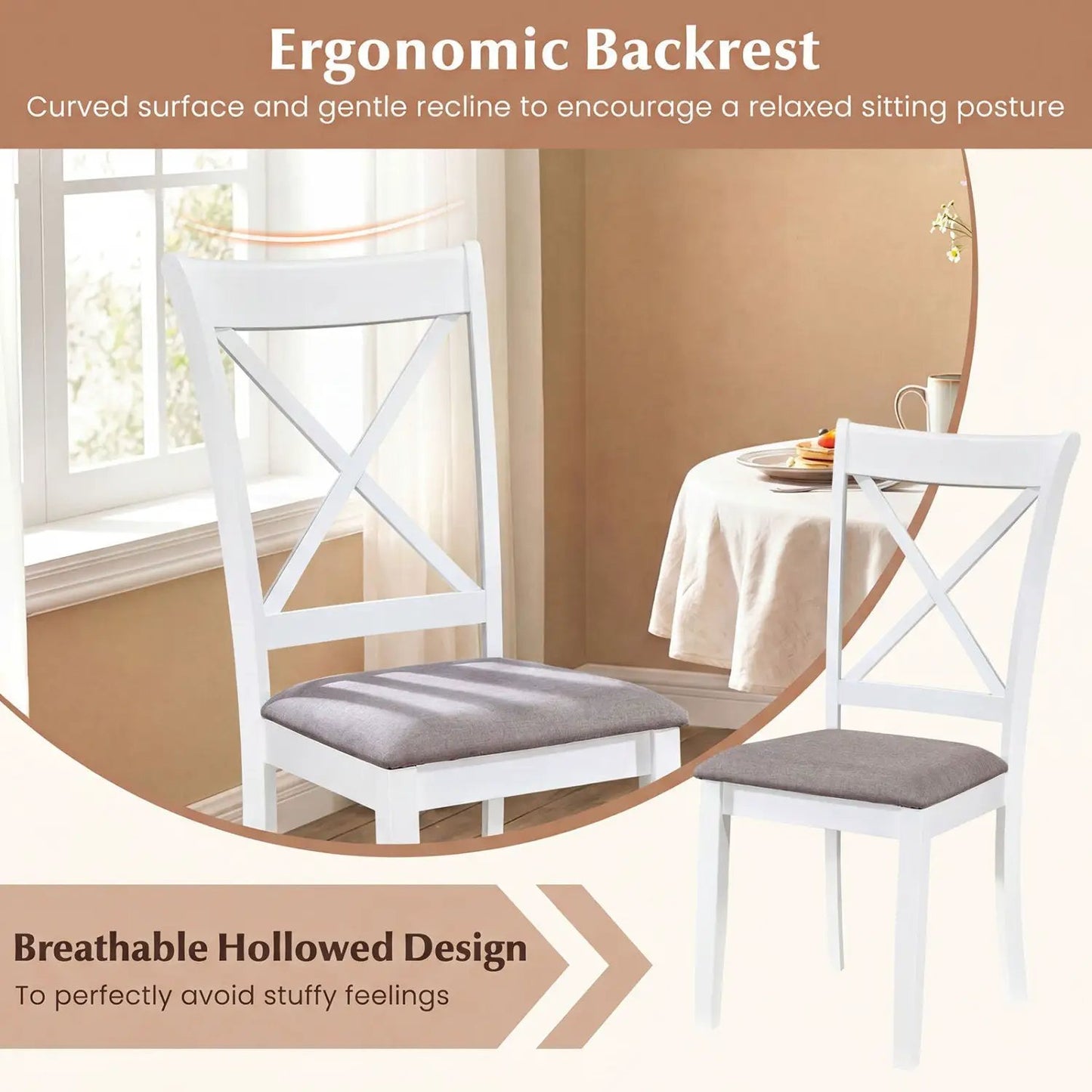 Dining Chairs Set of 4 with Padded Back and Seat