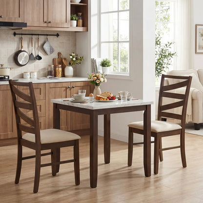 Rubber Wood Framed Dining Chairs with Backrests