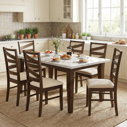 Rubber Wood Framed Dining Chairs with Backrests