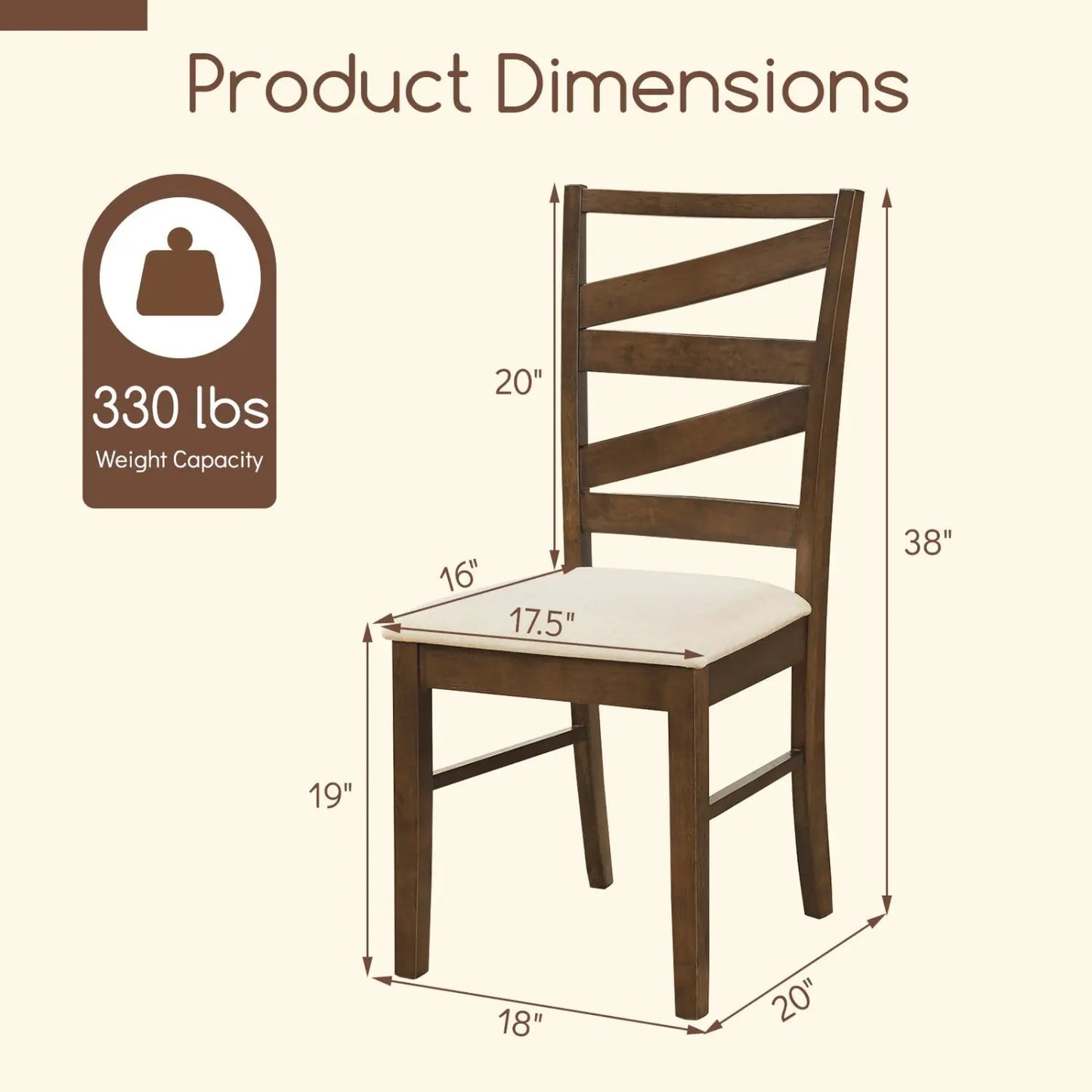 Dining Chair Set of 4 With Rubber Wood Frames