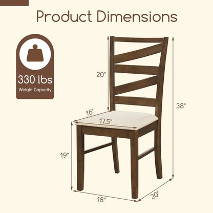 Dining Chair Set of 4 With Rubber Wood Frames