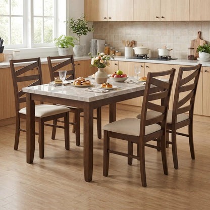 Dining Chair Set of 4 With Rubber Wood Frames