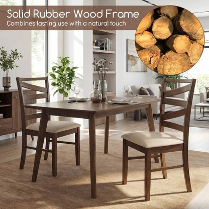 Dining Chair Set of 4 With Rubber Wood Frames