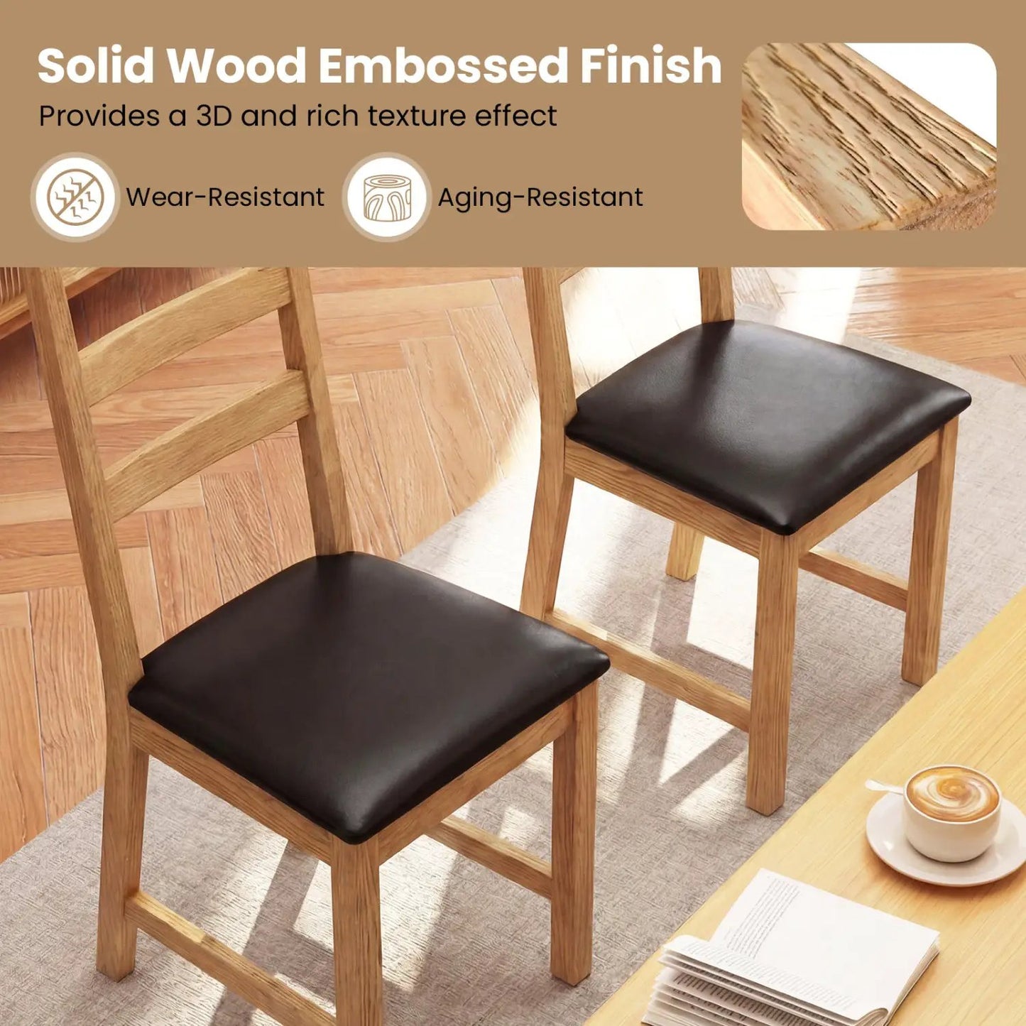 Dining Chairs Set 2 Farmhouse Hollowed Backrest