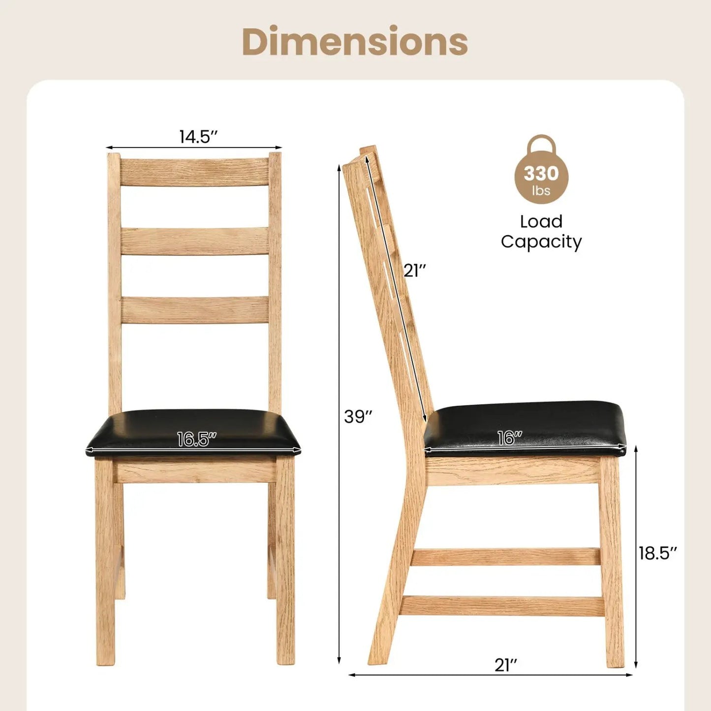 Dining Chairs Set 2 Farmhouse Hollowed Backrest