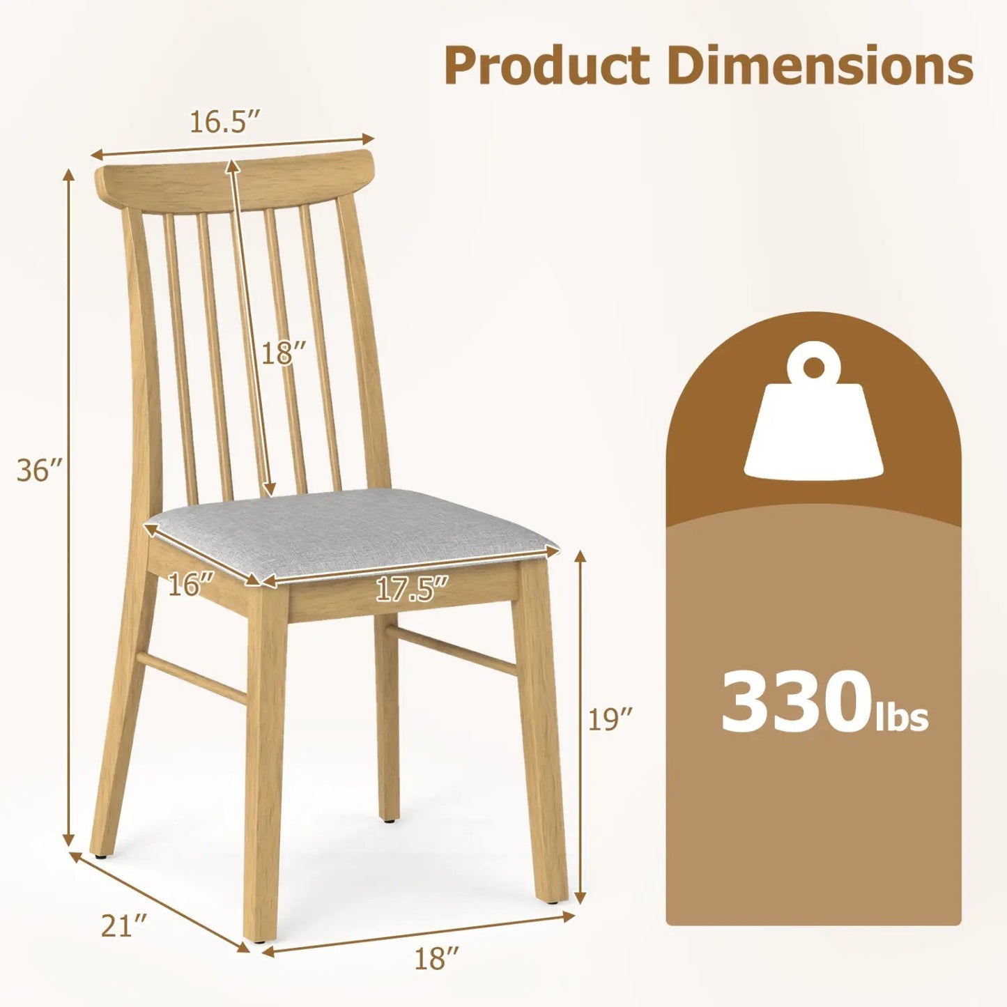 Dining Chairs Set of 2 Fabric Upholstered Kitchen