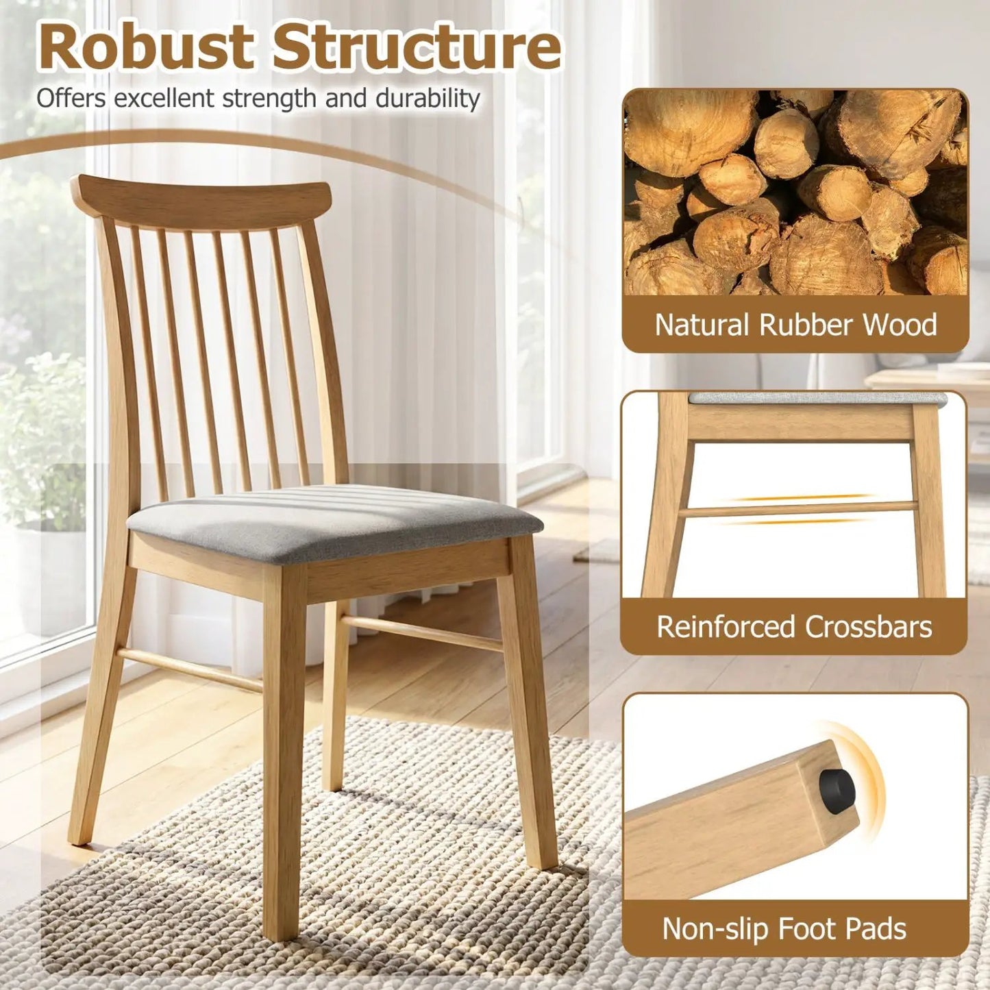 Dining Chairs Set of 4 Fabric Upholstered