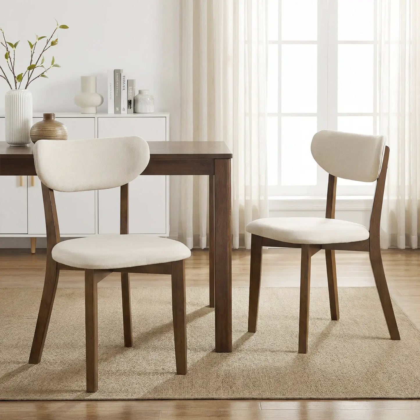Dining Chairs Set of 4 with Rubber Wood Frame