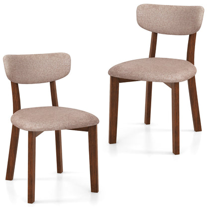 Dining Chairs Set of 2 Upholstered Mid-Back Chairs with Solid Rubber Wood Frame-Gray