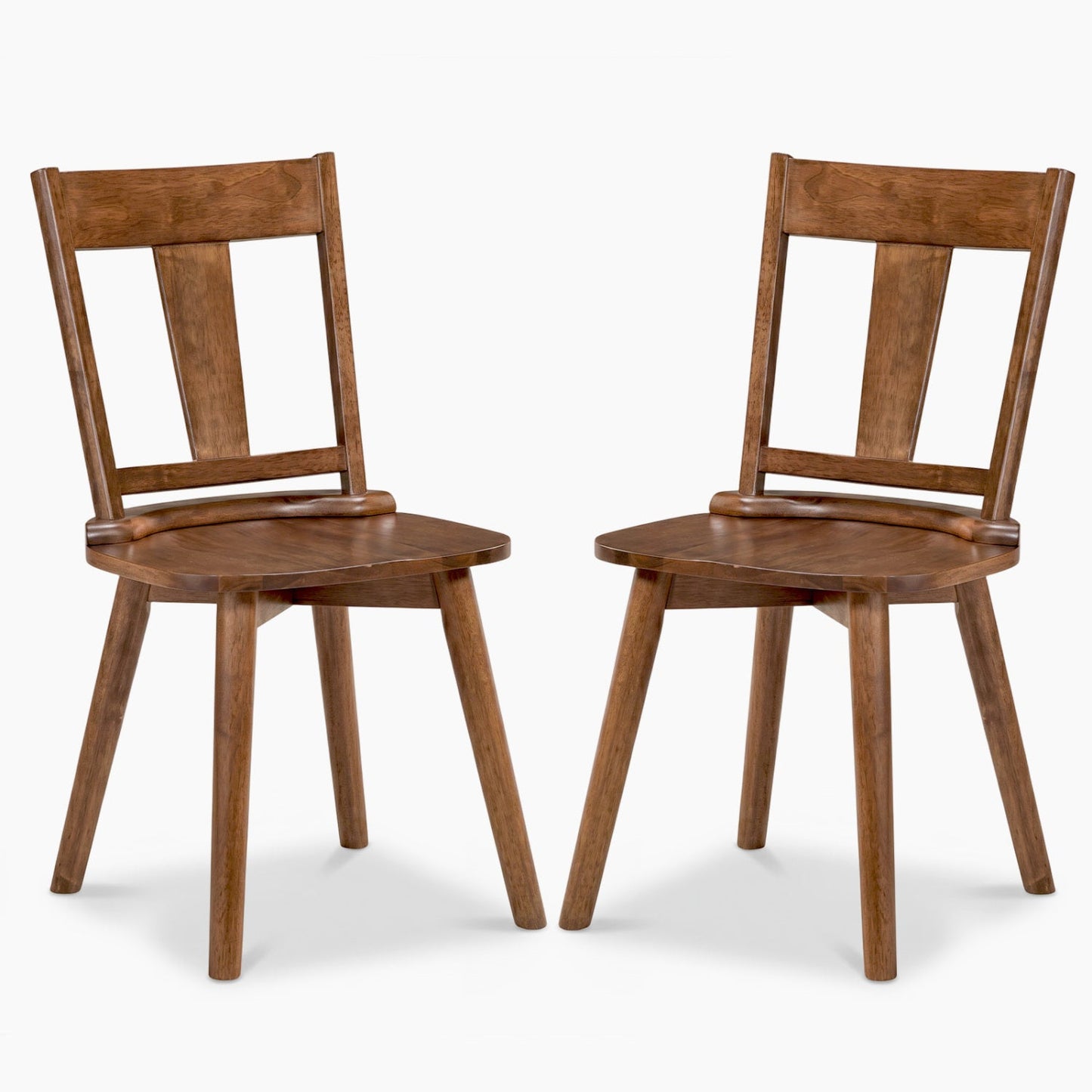 Solid wood dining chairs set of 2 with ergonomic backrest, warm brown finish on Tampa Home & Garden Store