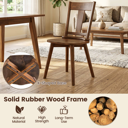 Solid Wood Dining Chairs Set of 2, ergonomic backrest, brown finish, X-shaped base on Tampa Home & Garden Store