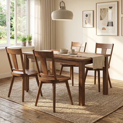 DirectDeals solid wood dining chairs set of 4 with curved backrests around a table in warm brown on Tampa Home & Garden Store