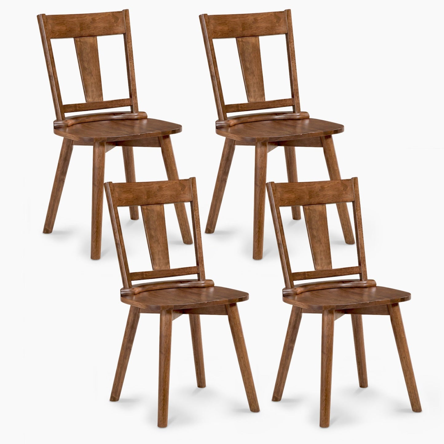 Solid wood dining chairs set of 4 with curved backrests in warm brown by DirectDeals on Tampa Home & Garden Store